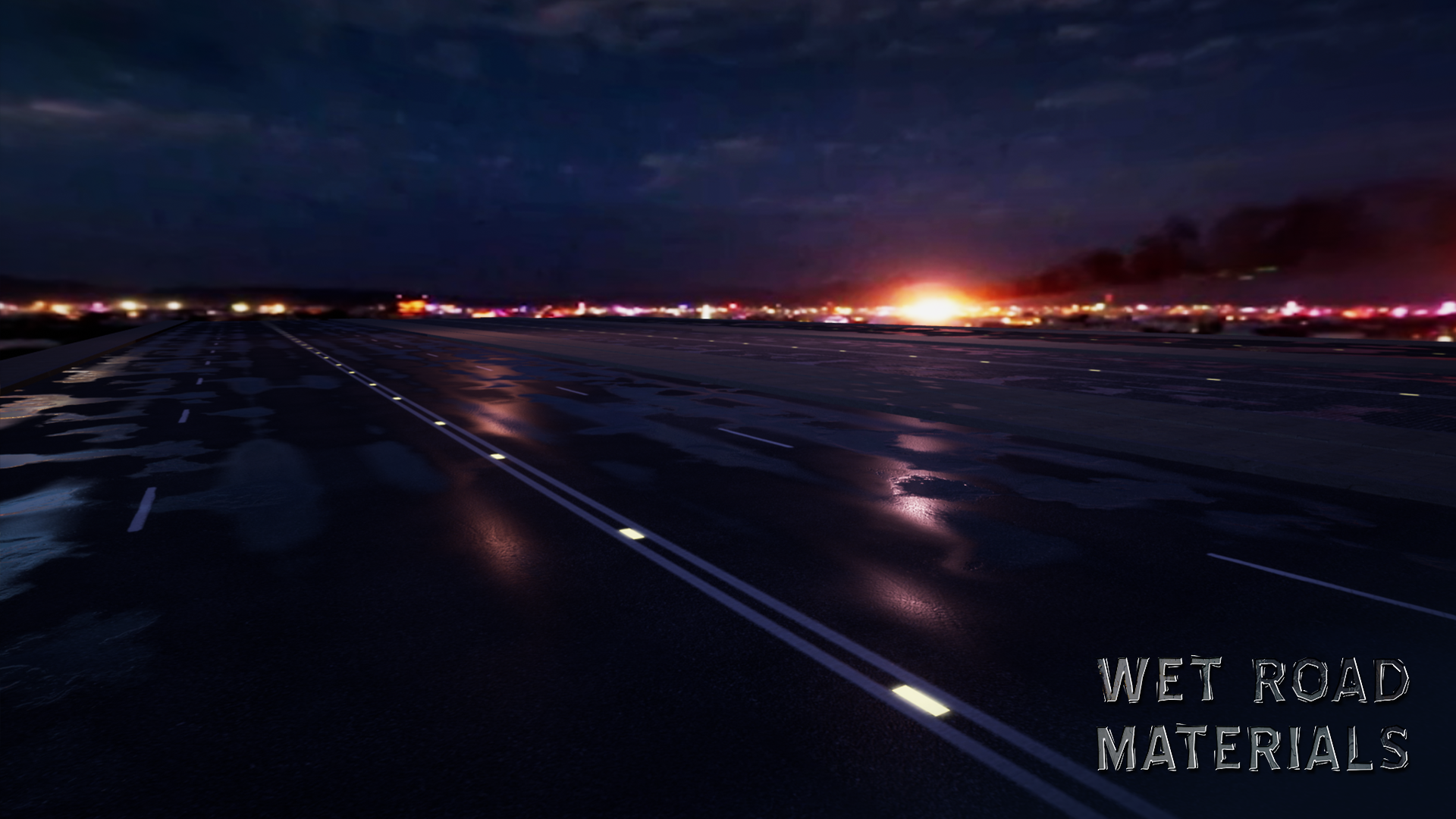 潮湿 路面 水潭 材质 公路 虚幻4 UE4 wet road materials插图1