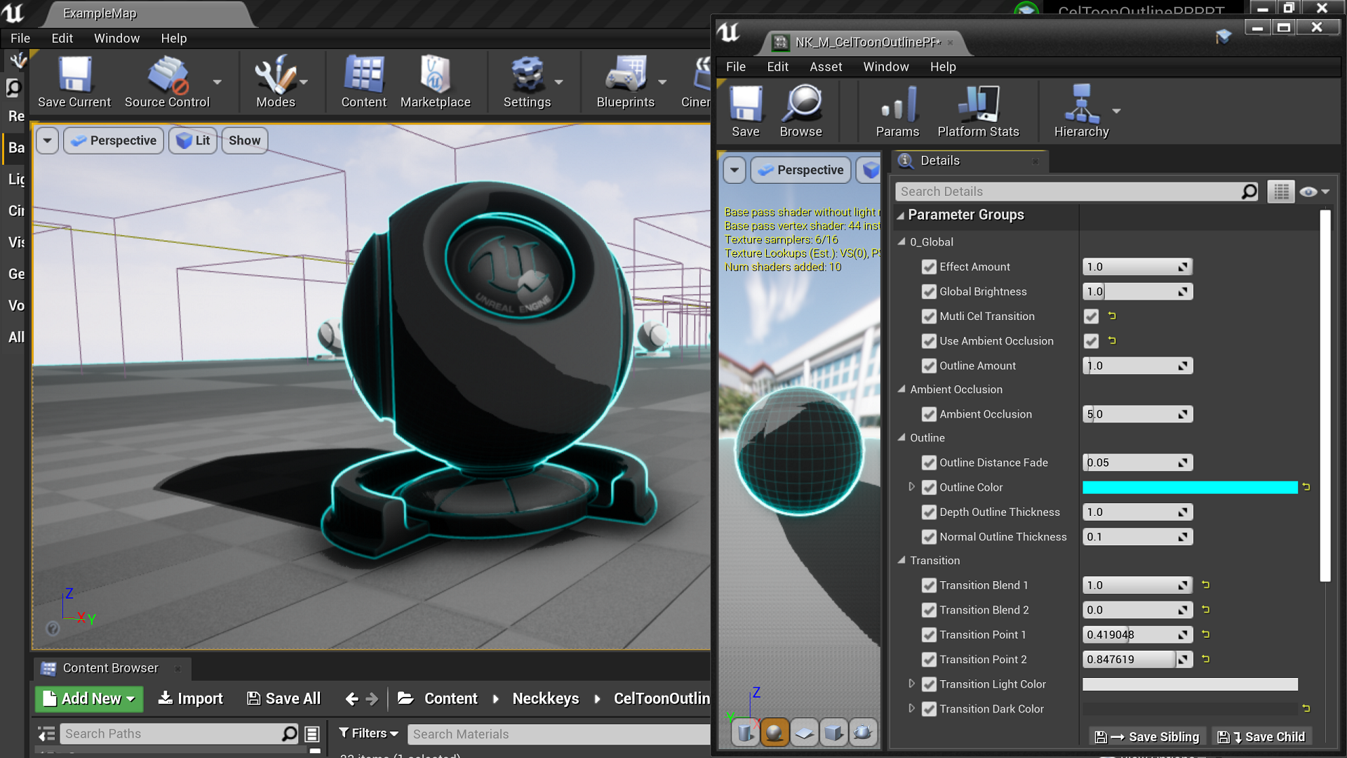 卡通素描动漫风格描边后处理材质 虚幻4 ue4 Cel Toon Outline插图6