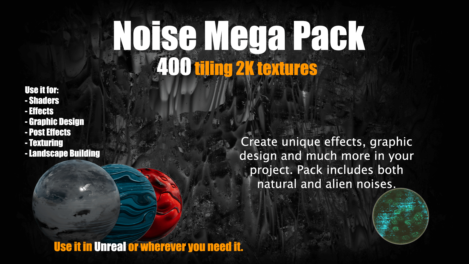 噪波 扰动 贴图 大全 虚幻4 UE4 400 Noise Texture Mega Pack