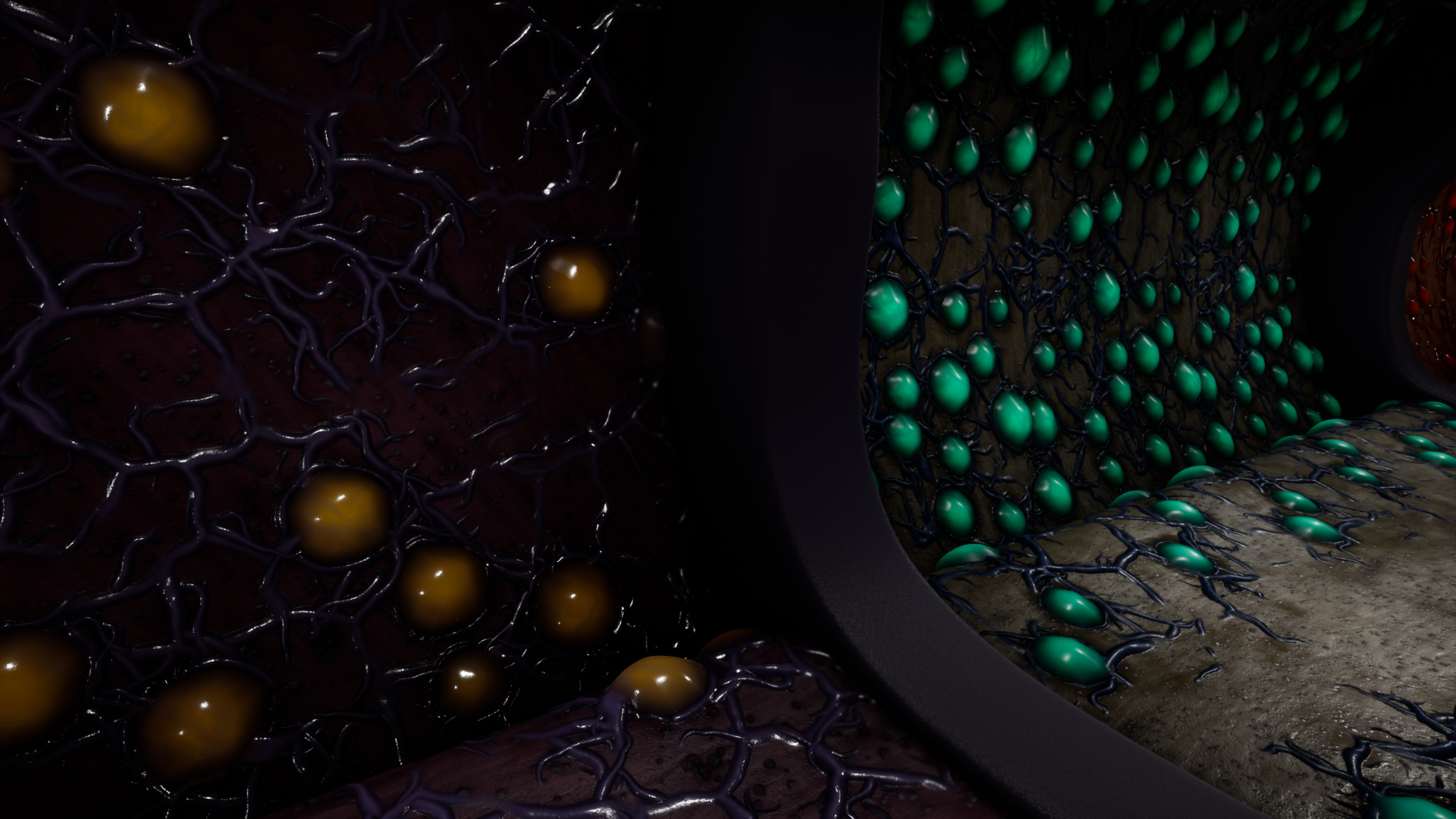 卡通异星恐怖虫巢虫卵墙壁材质 虚幻4 ue4 Alien Vines Materials插图2