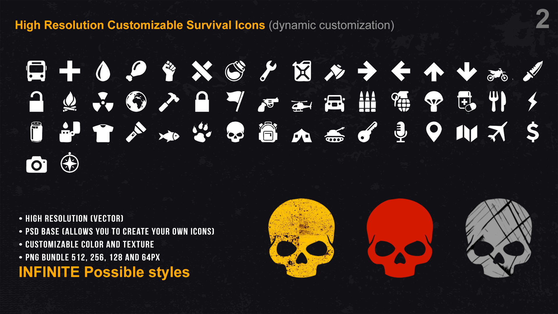 生存游戏界面按钮贴图 虚幻4 ue4 SURVIVAL UI AND ICONS BUNDLE插图3