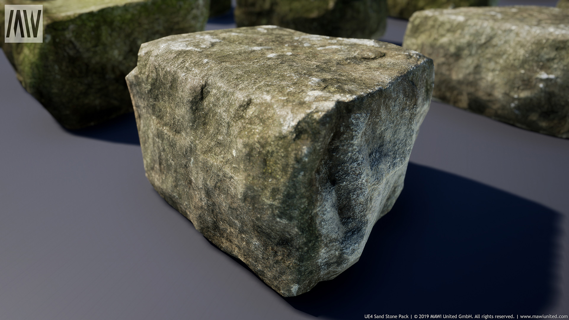 4K青苔石头石块方石游戏模型关卡道具 虚幻4 ue4 Sand Stone Pack插图1