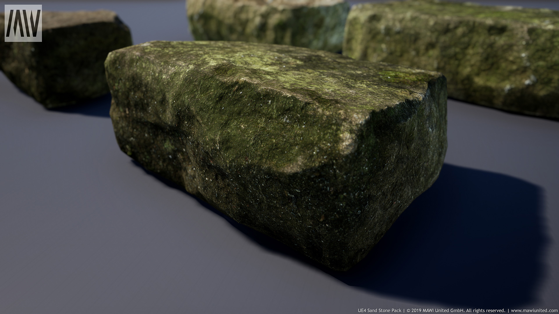 4K青苔石头石块方石游戏模型关卡道具 虚幻4 ue4 Sand Stone Pack插图2