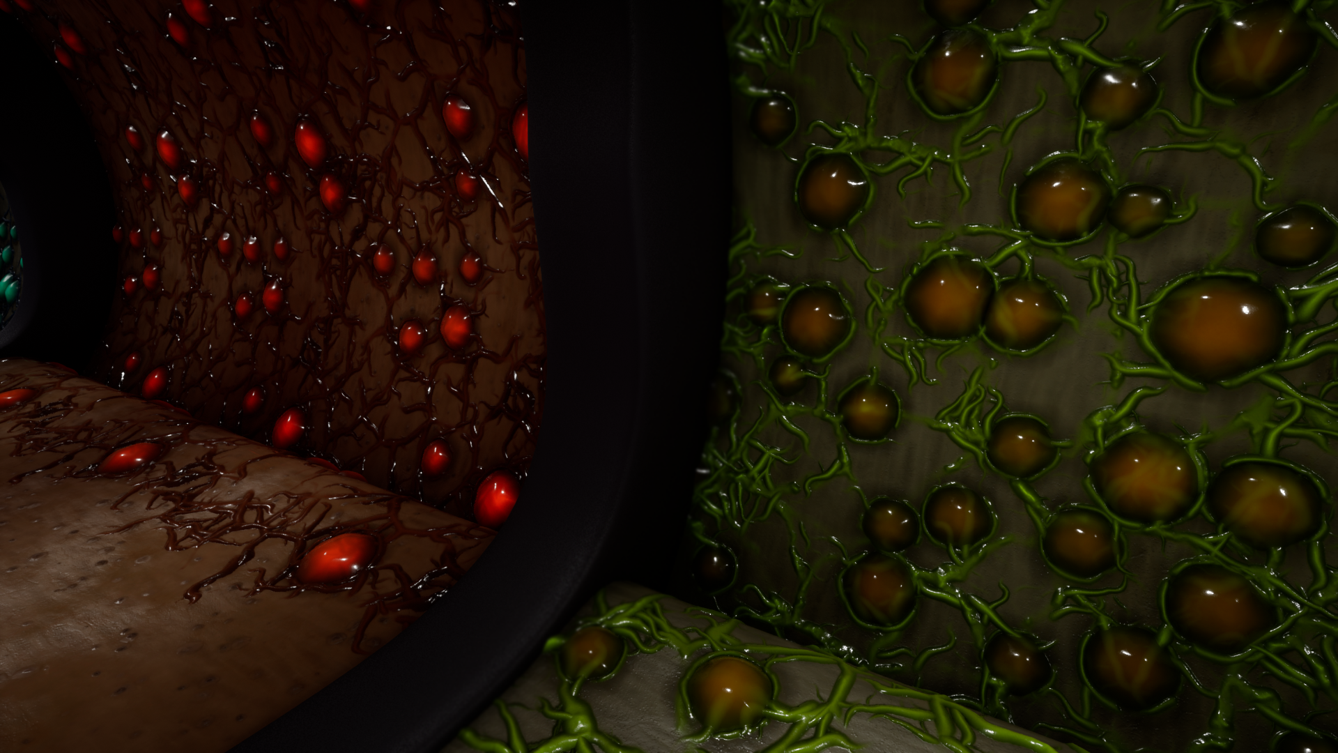 卡通异星恐怖虫巢虫卵墙壁材质 虚幻4 ue4 Alien Vines Materials插图1