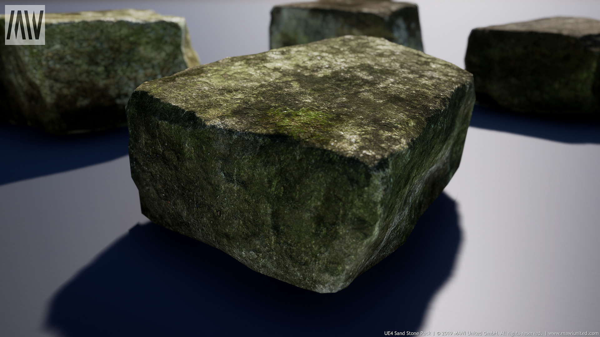 4K青苔石头石块方石游戏模型关卡道具 虚幻4 ue4 Sand Stone Pack插图3