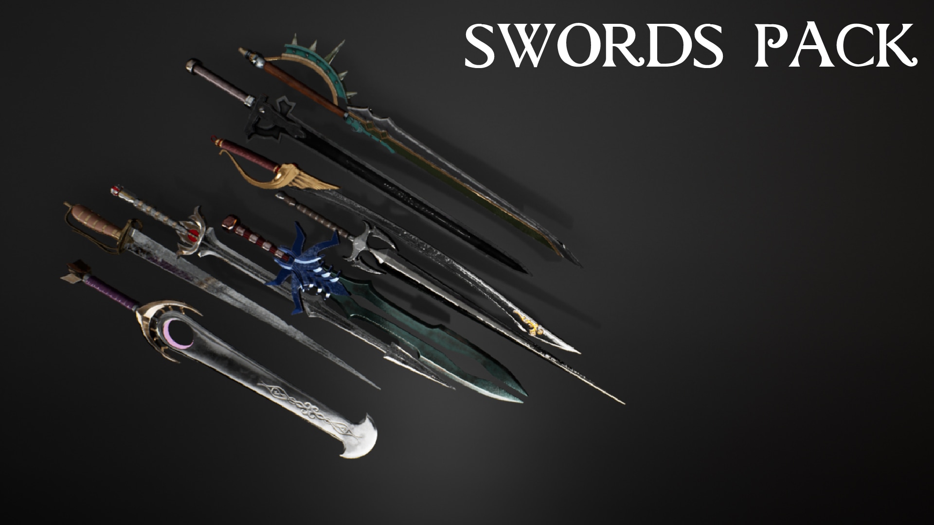 3A写实角色扮演刀剑游戏3D武器模型 虚幻4 ue4 AAA Swords Pack