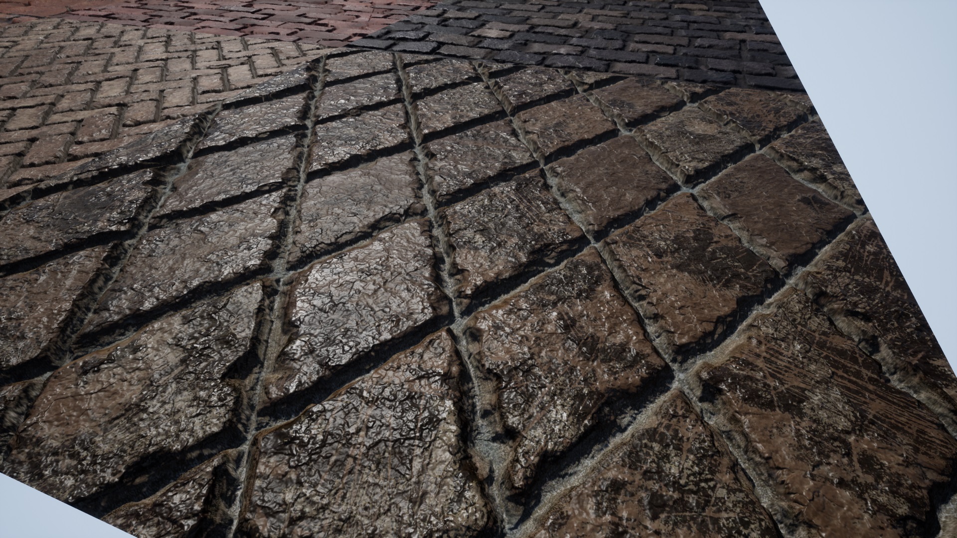 Parallax Occlusion Brick 虚幻4 UE4 道路 乡村 砖路 铺装 材质插图1