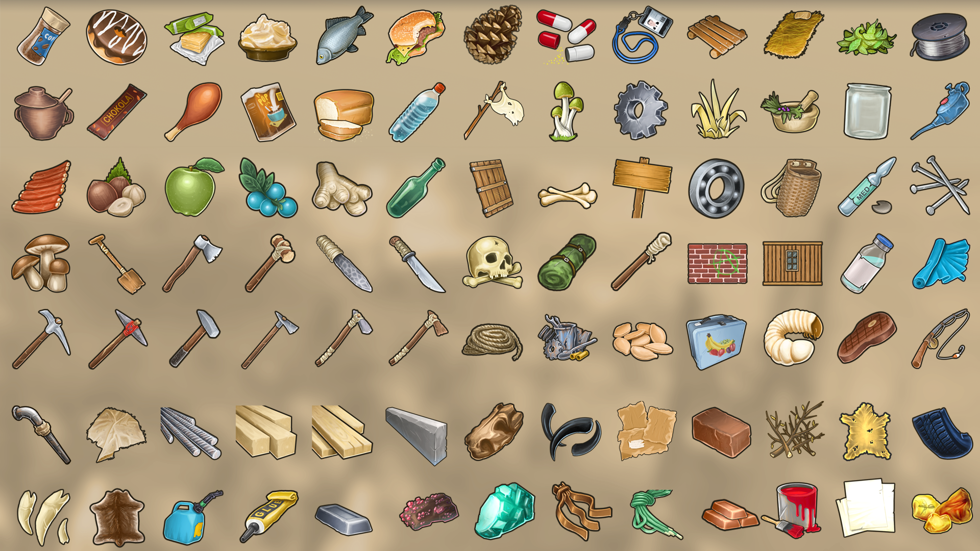 生存采集游戏道具食物药品图标 虚幻4 ue4 Survival Craft Icons