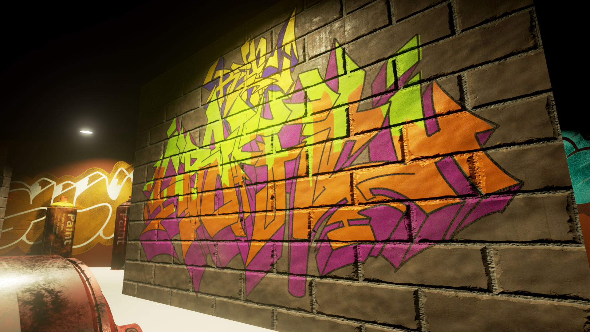 街头涂鸦喷漆墙绘游戏材质贴花 虚幻4 ue4 Real Graffiti Decals插图1