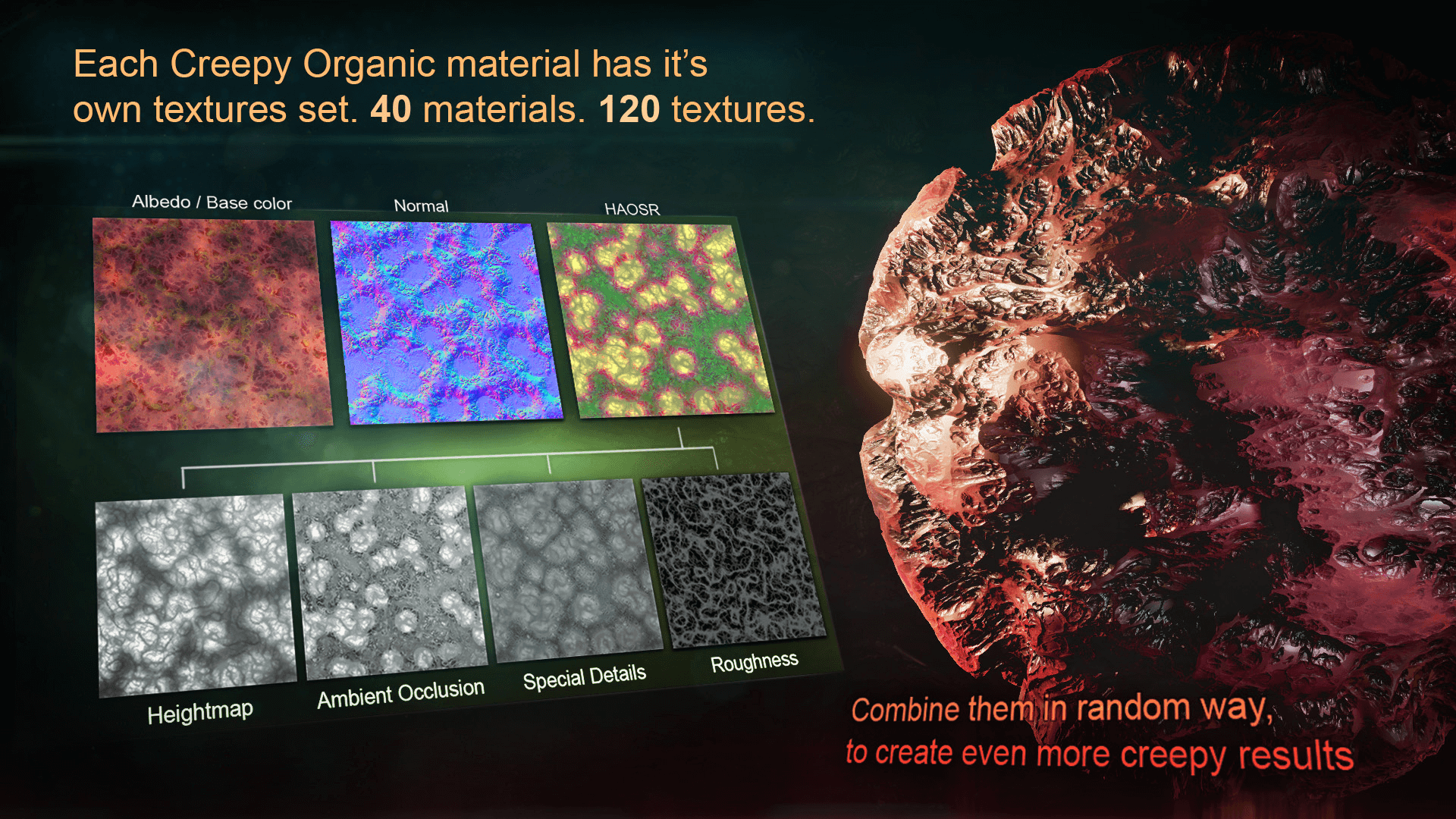 Creepy Organics 虚幻4 UE4 恶心 器官 肿瘤 变异 外星 材质插图1