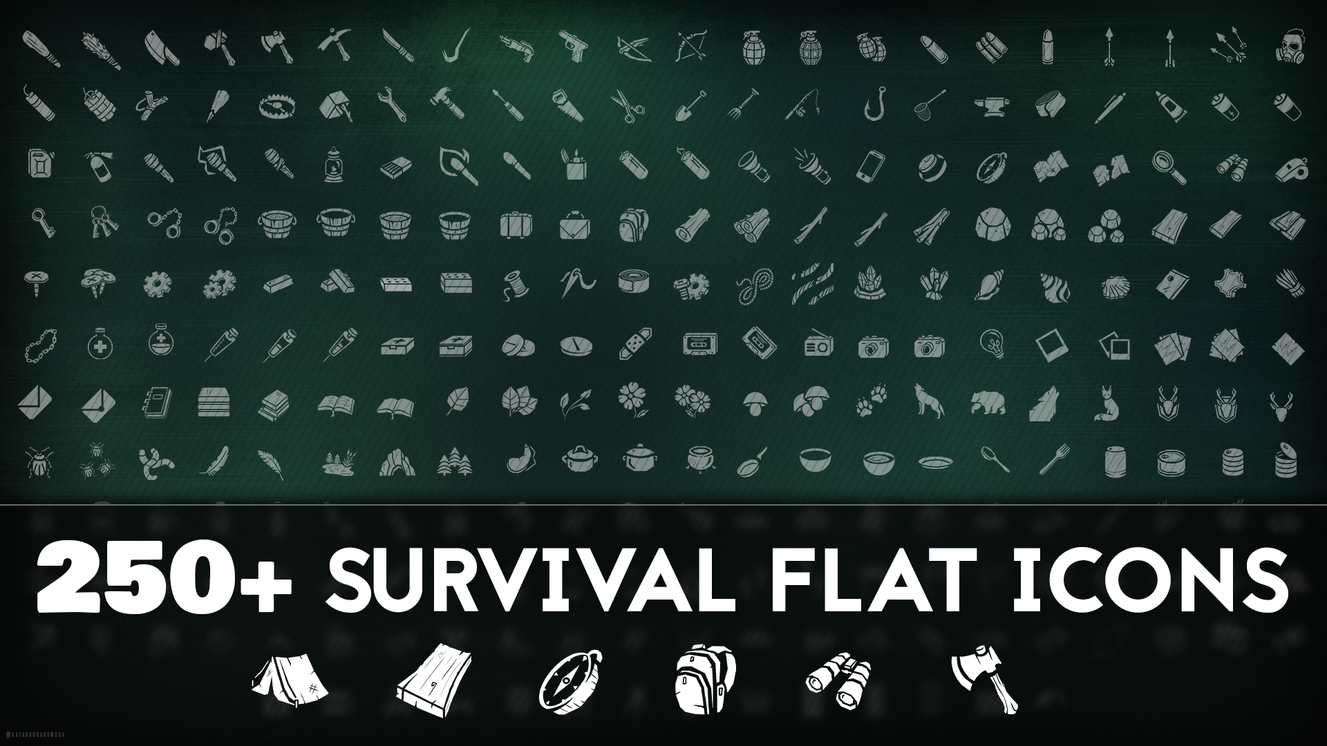 生存求生露营游戏图标贴图 虚幻4 ue4 250+ Survival Flat Icons