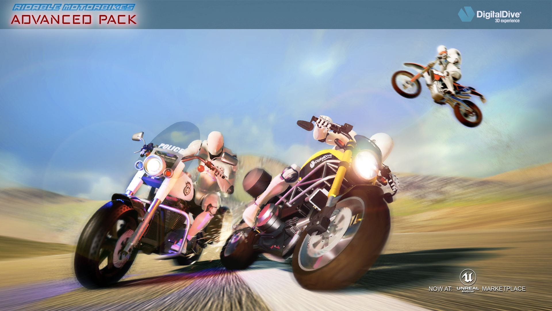 可驾驶摩托车赛车损伤蓝图 虚幻4 ue4 Ridable MotorBikes Multiplayer Advanced Pack 427