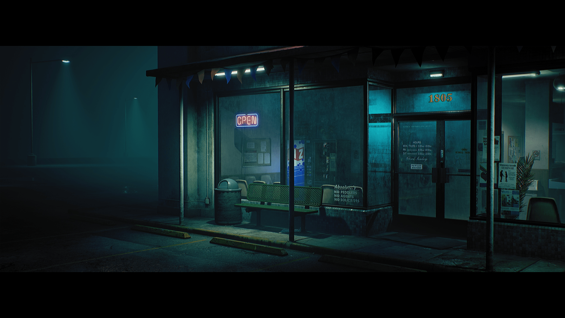 King Wash Laundromat 虚幻4 UE4 洗衣店 夜景 场景插图2