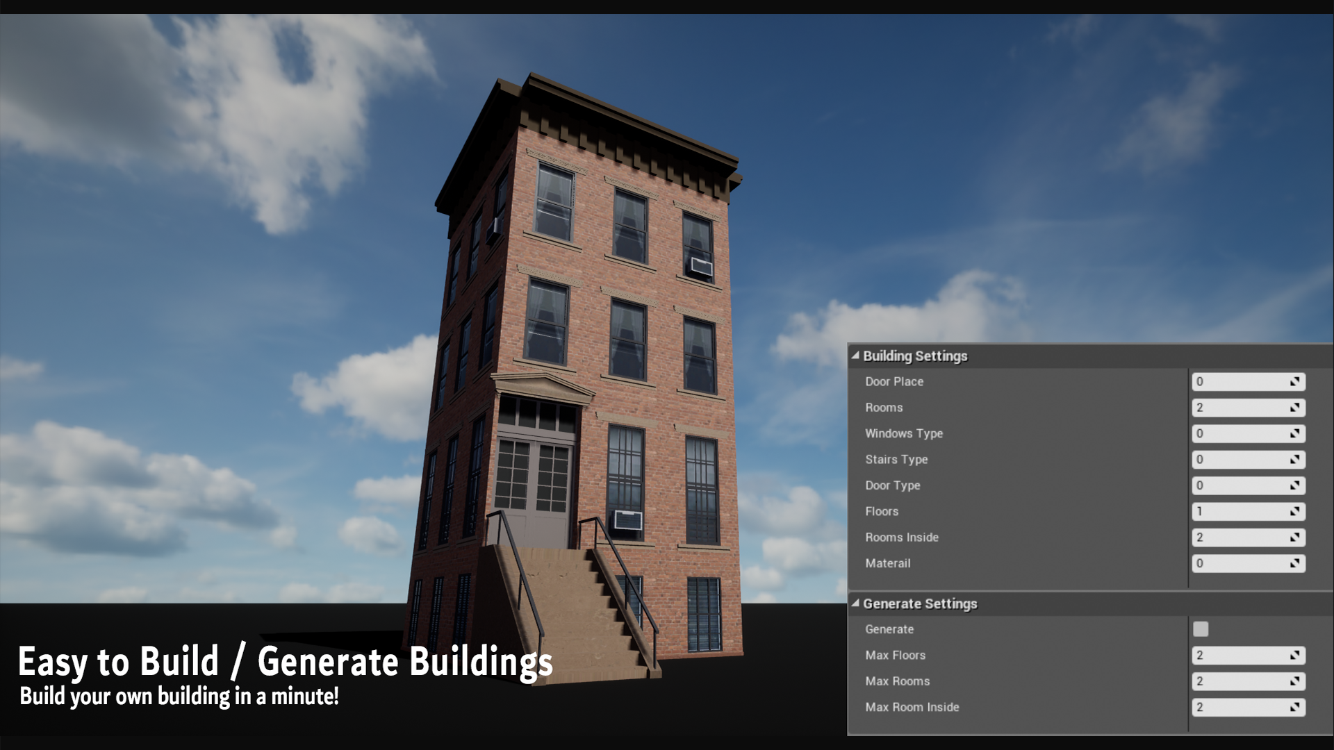 城市交通街道生成蓝图 虚幻4 ue4 Procedural Tenement Buildings插图3