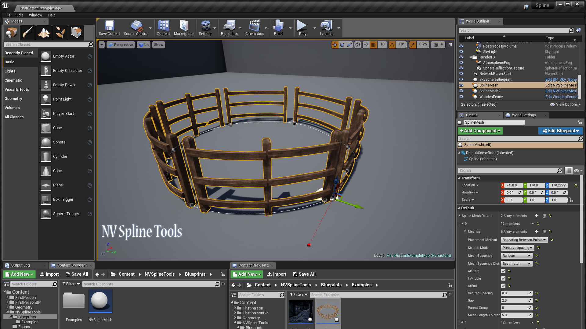 样条线 路径 模型 编辑 工具 蓝图 虚幻4 UE4 NV Spline Tools插图3