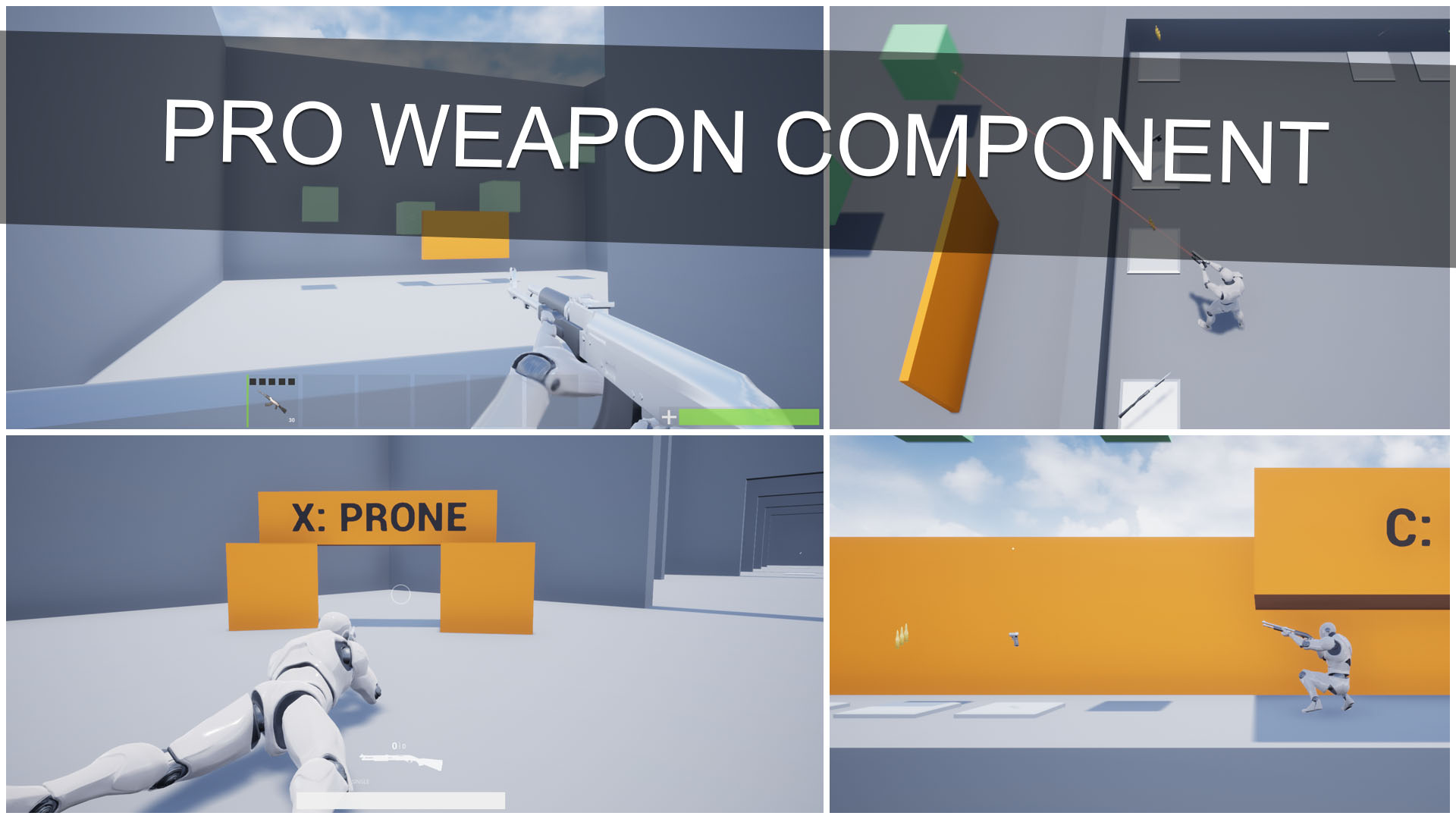 武器附件掩体瞄准蓝图模板 虚幻4 ue4 Pro Weapon Component 427