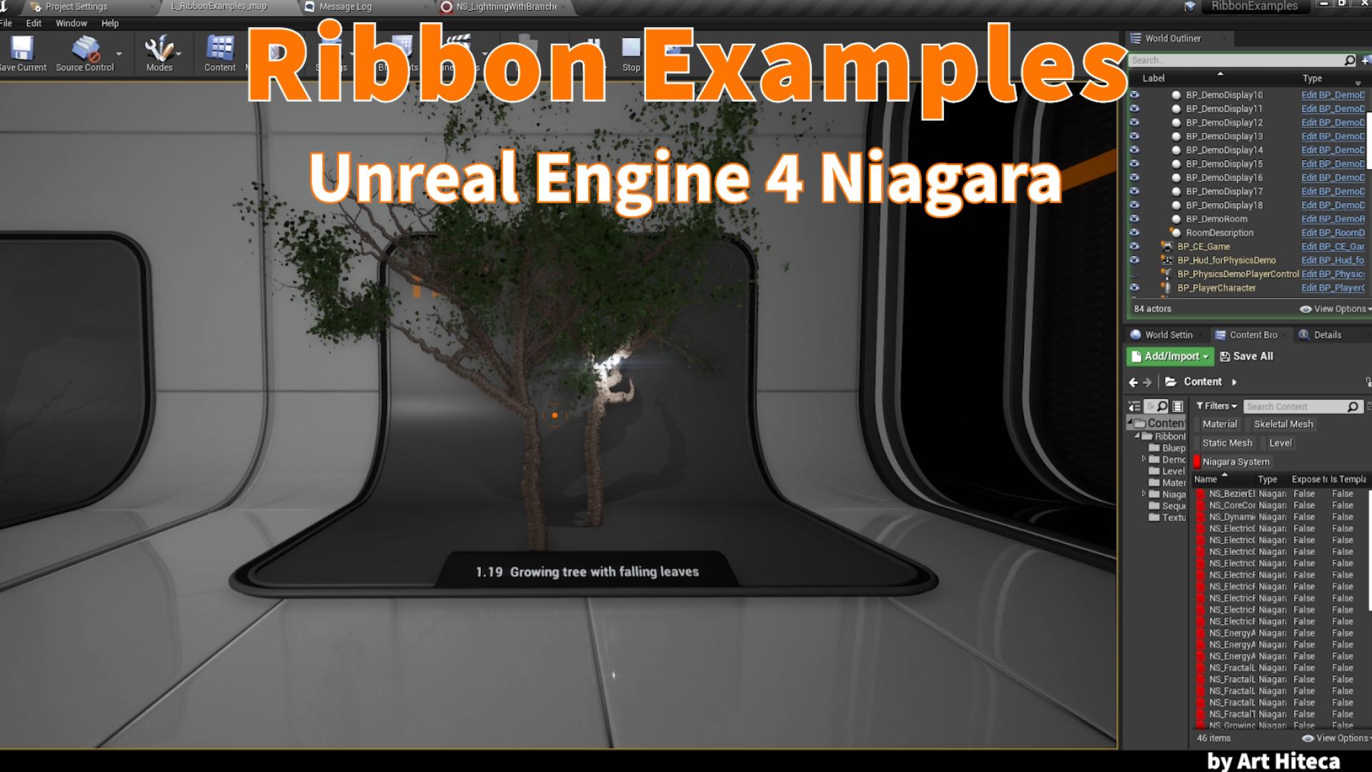 落雷闪电线性游戏特效项目 虚幻4 ue4 Niagara Ribbon examples插图7