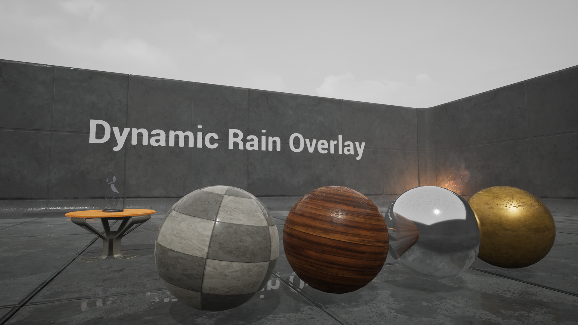 Dynamic Rain Overlay 虚幻4 UE4 动态 模拟 雨点 滴落 物体 表面插图2