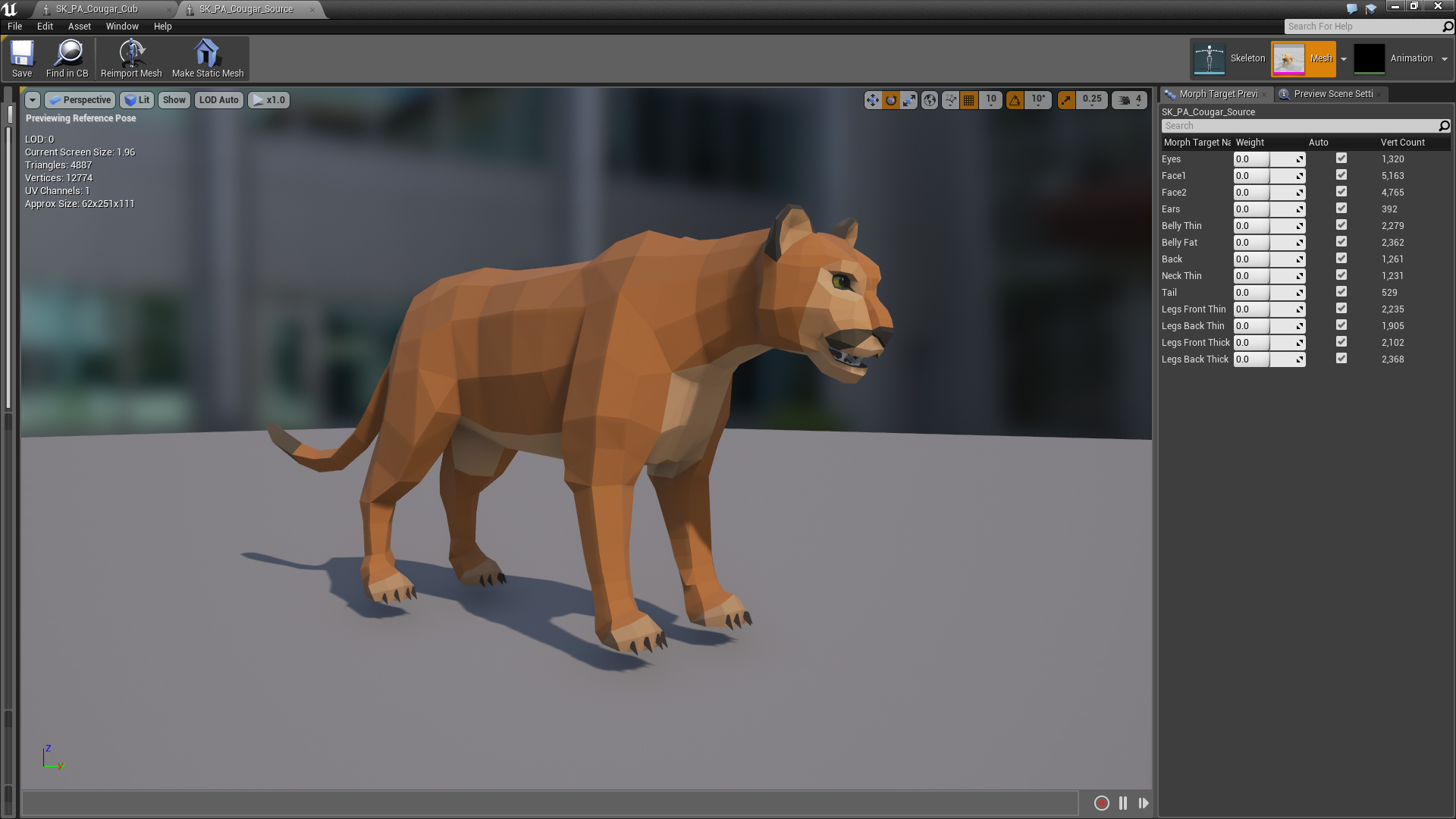 Poly Art Cougars and Panthers 虚幻4 UE4 灵兽 卡通 狼 角色