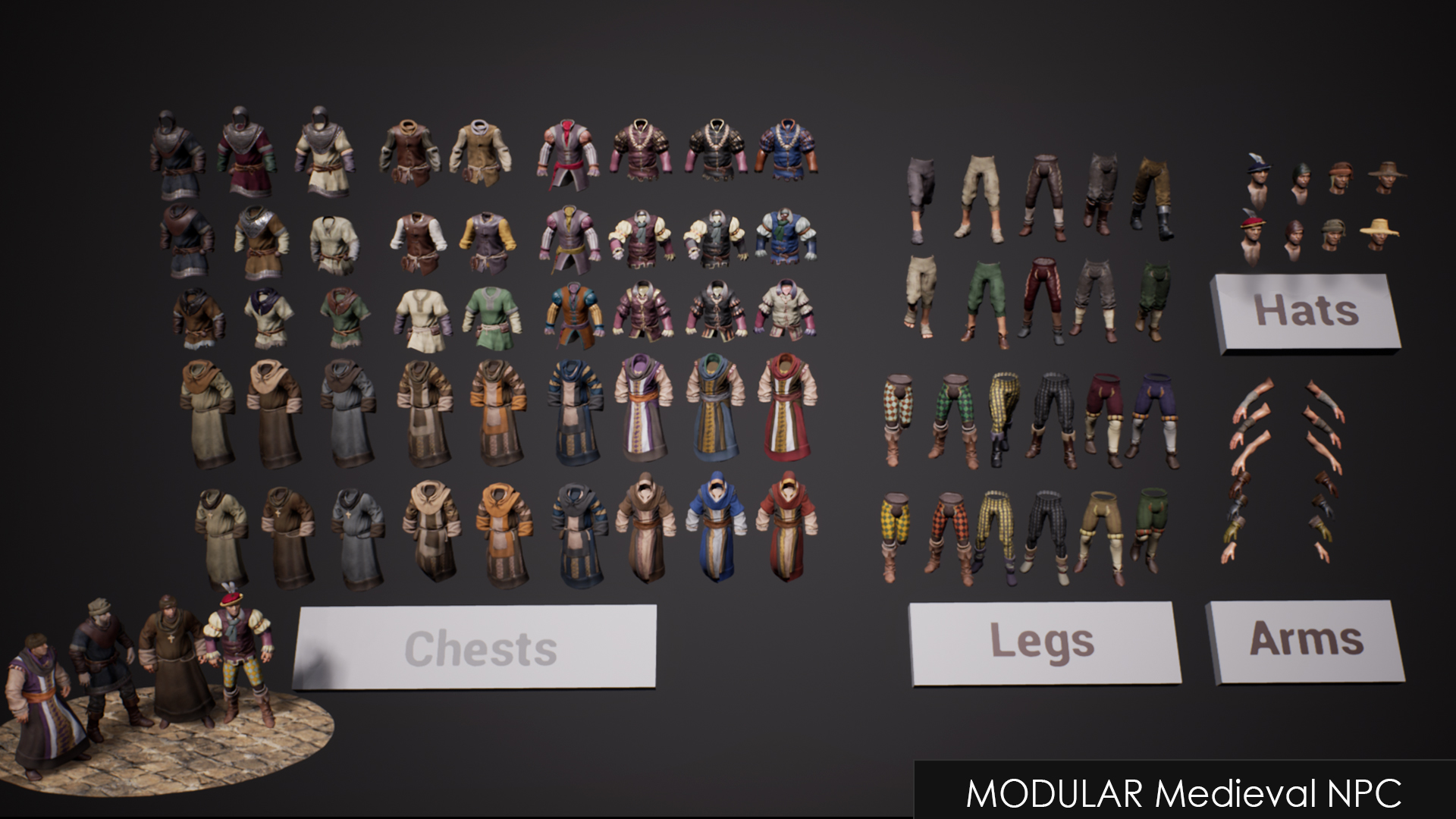 Modular Medieval NPC 虚幻4 UE4 高质量 模块化 中世纪 NPC 角色插图3