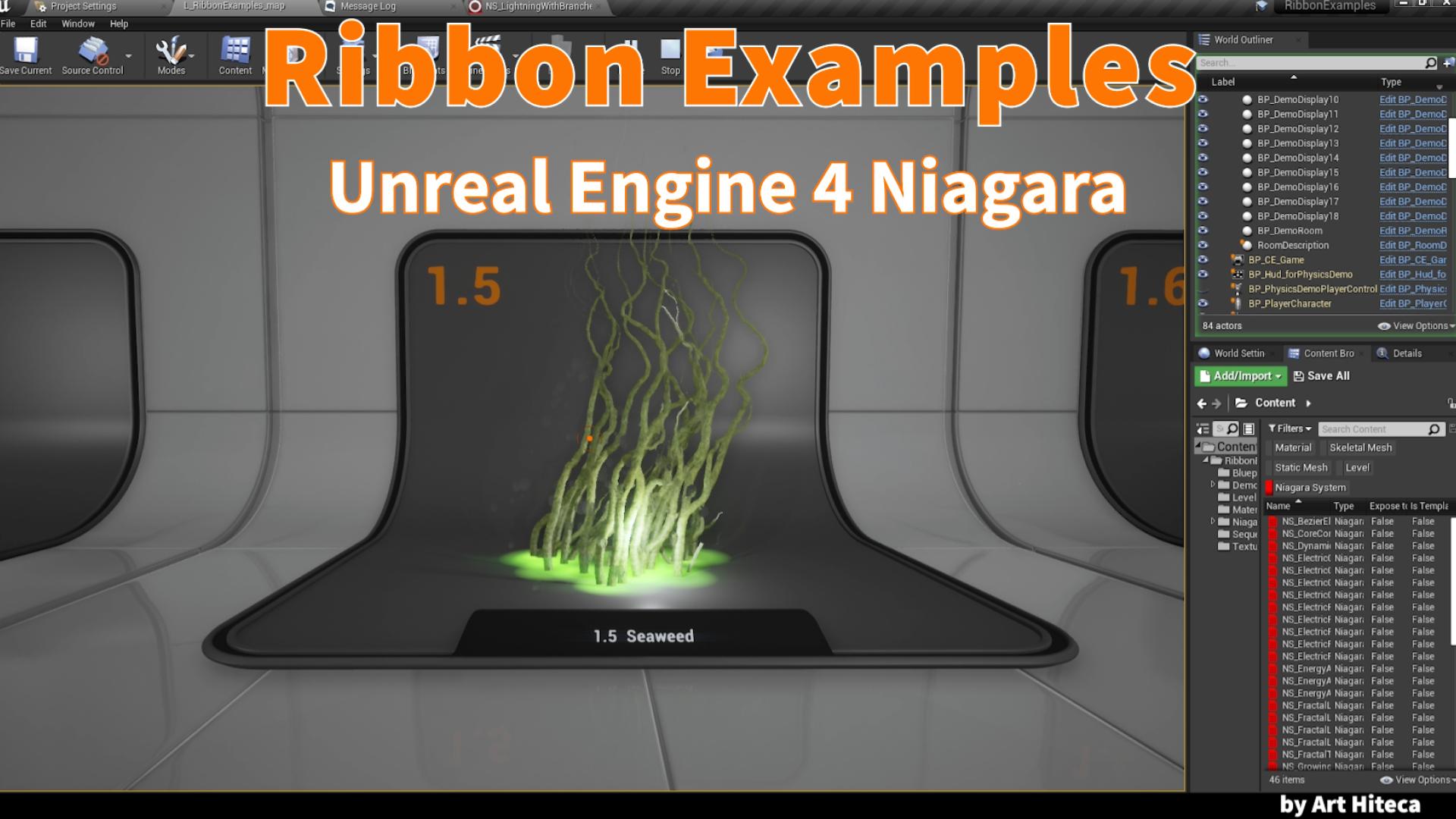 落雷闪电线性游戏特效项目 虚幻4 ue4 Niagara Ribbon examples插图8