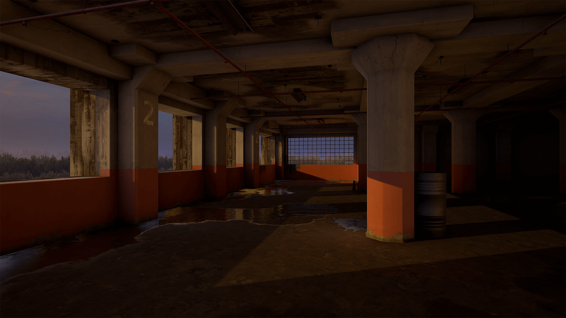 废弃 停车场 涂鸦 水滩 虚幻4 UE4 Abandoned Parking Garage插图1