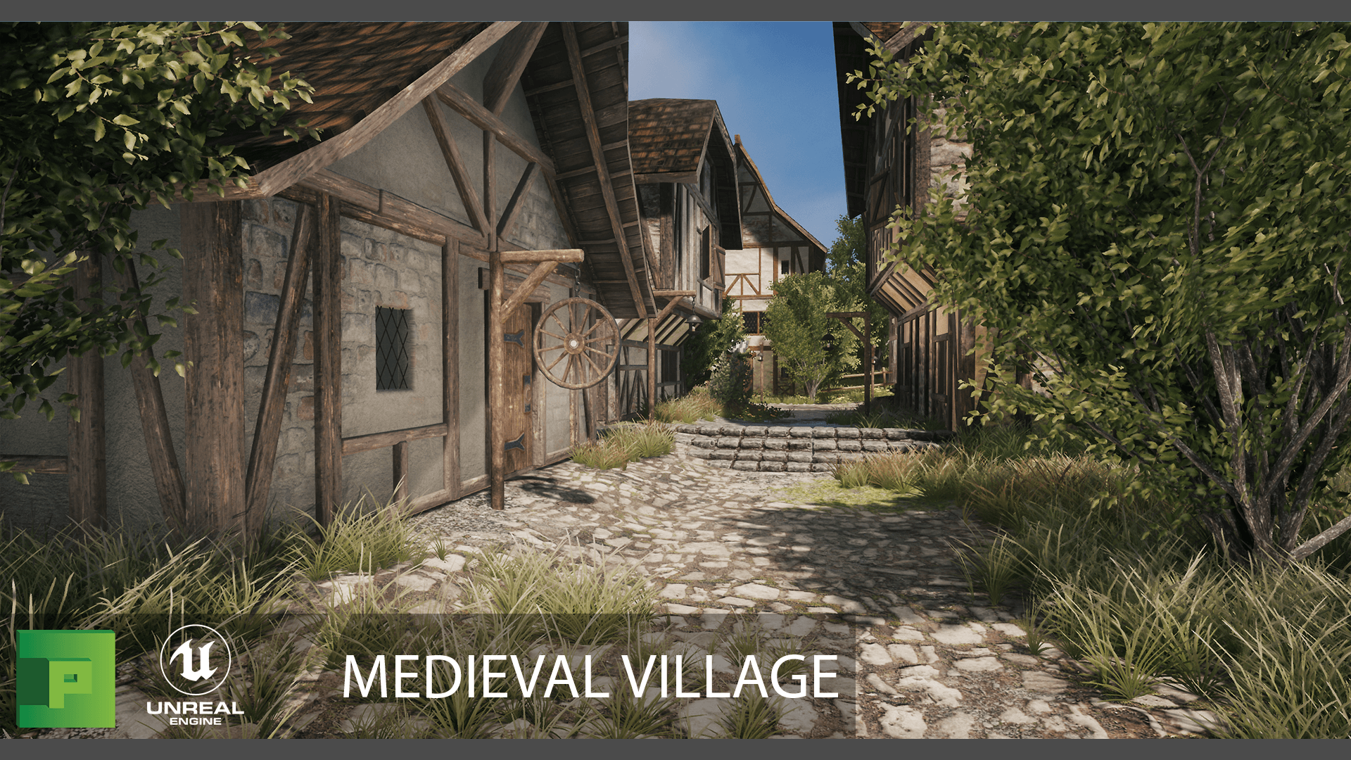 Medieval Village 虚幻4 UE4 中世纪 乡村 村落 彩带 场景插图2