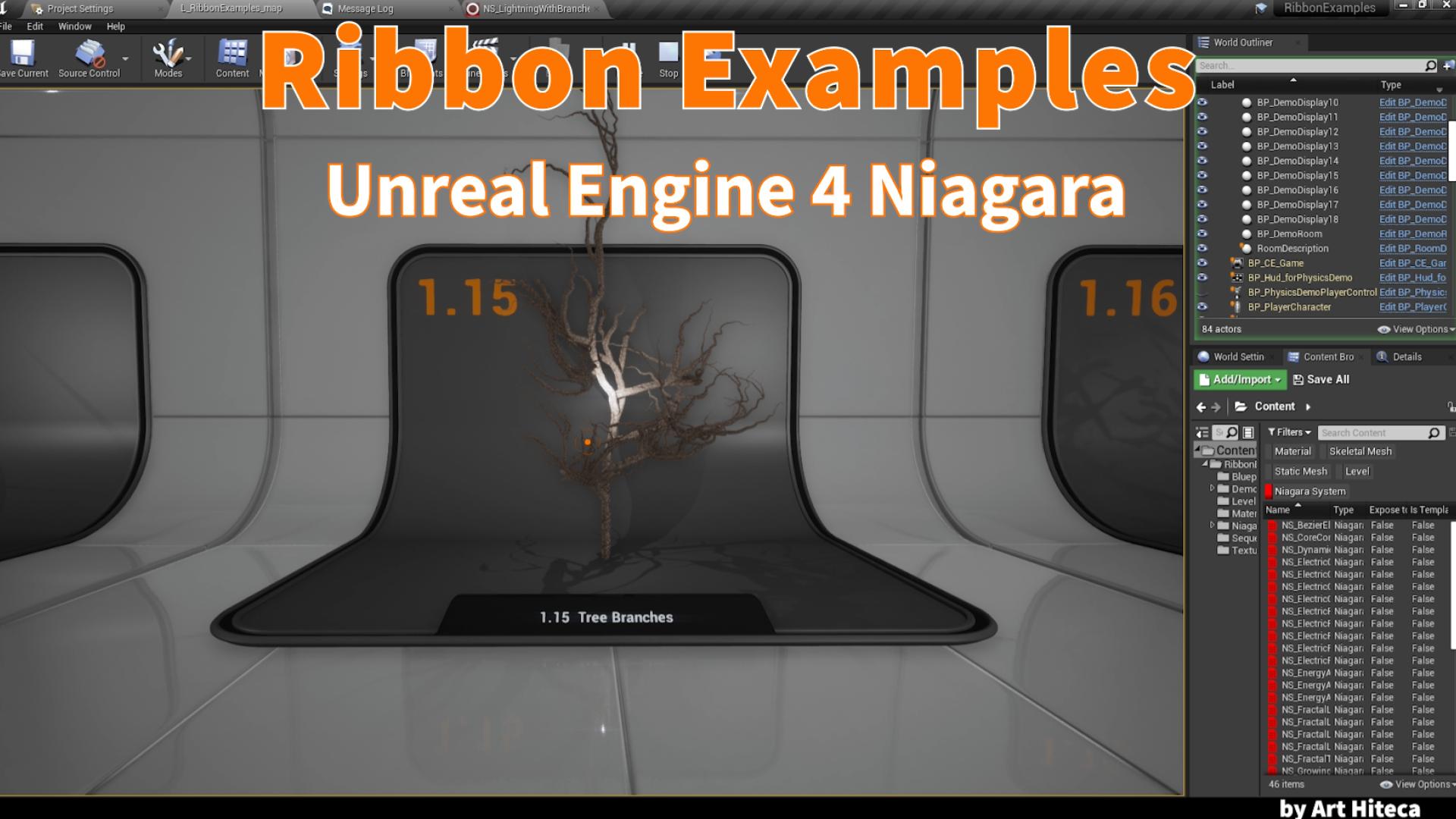 落雷闪电线性游戏特效项目 虚幻4 ue4 Niagara Ribbon examples插图14