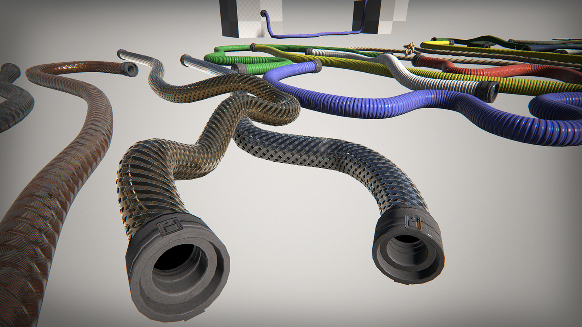 科幻 管道  样条线 蓝图 虚幻4 UE4 Spline Ropes Hoses Sci fi插图1