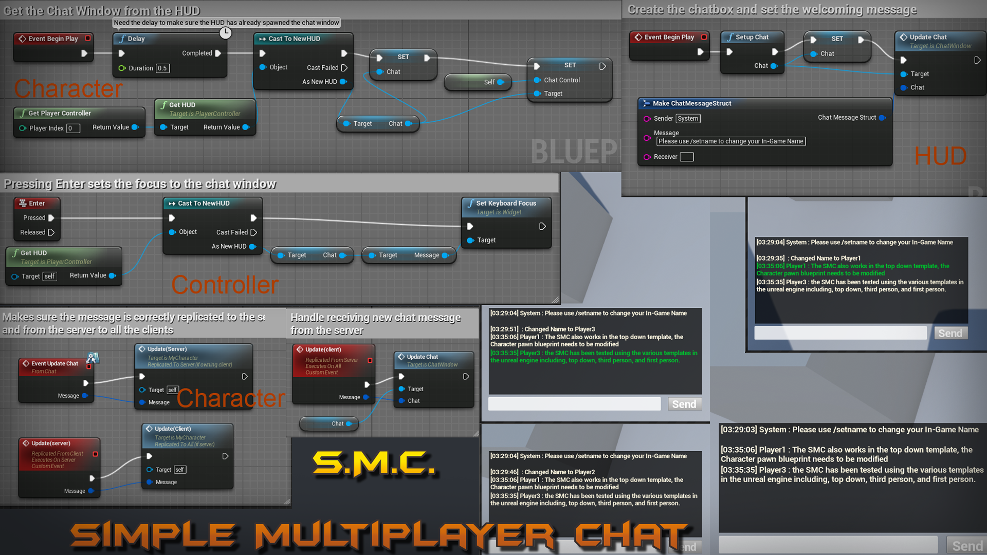 世界频道 蓝图 聊天 虚幻4 UE4 Simple Multiplayer Chat System插图2