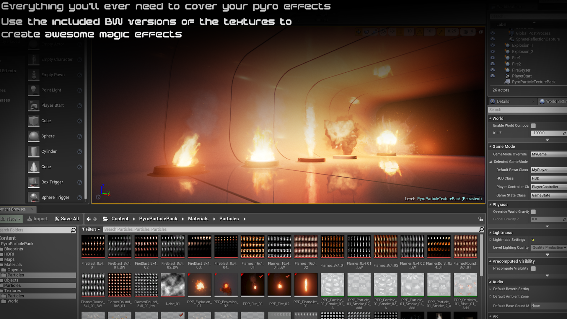 Pyro Particle Texture Pack v1 虚幻4 UE4 火堆 舞台焰火 粒子