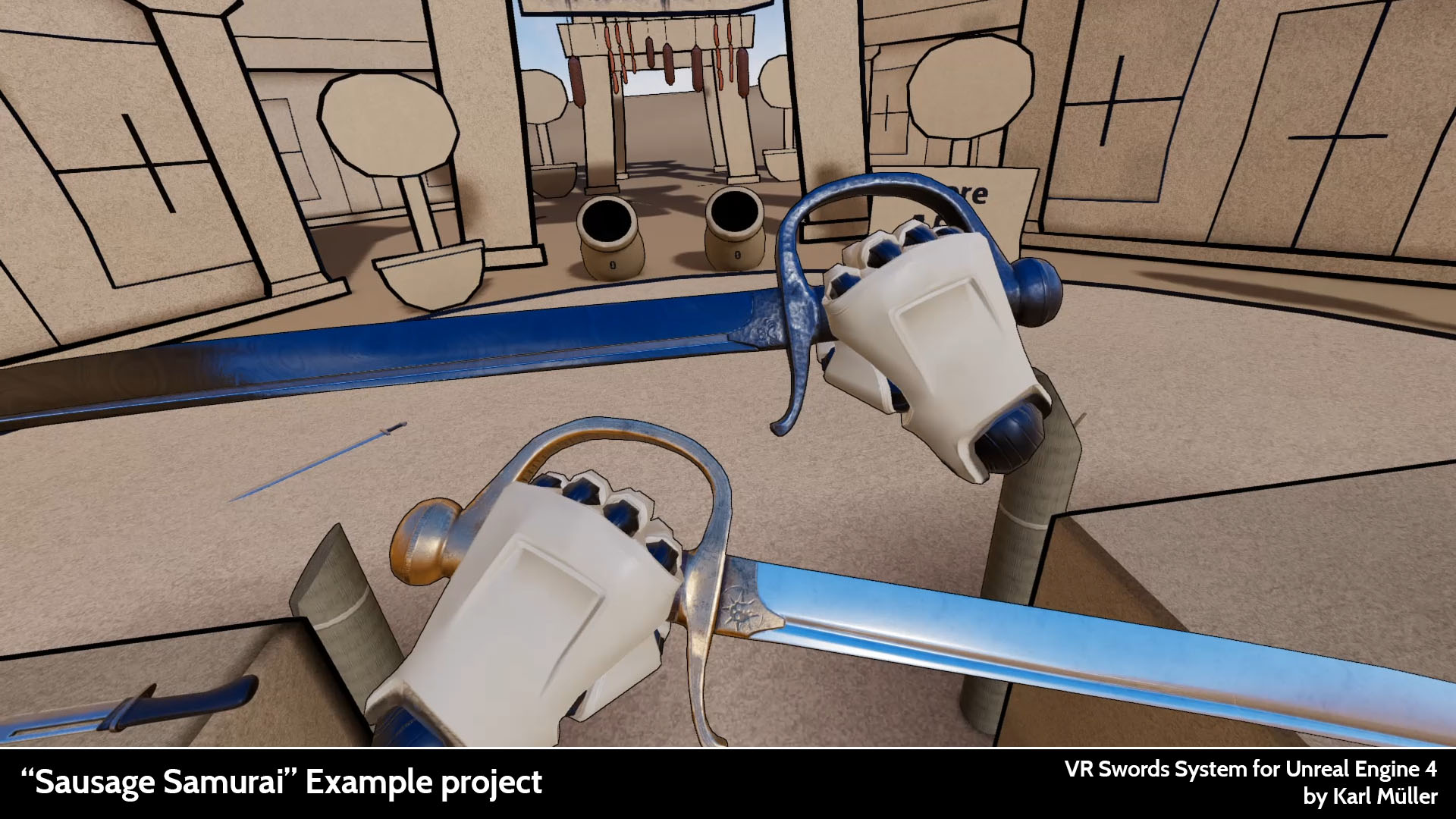 虚拟现实切割飞斧 蓝图 虚幻4 ue4 VR Swords and Slicing System插图2