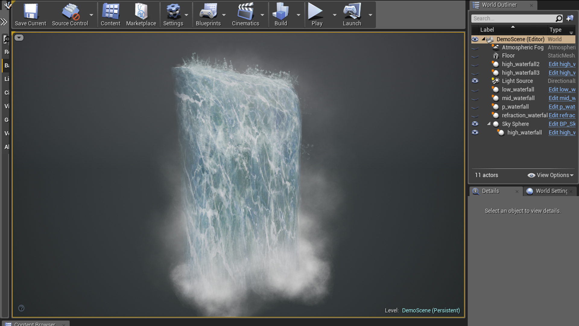 Realistic Waterfall Particle FX 虚幻4 UE4 瀑布 材质 特效