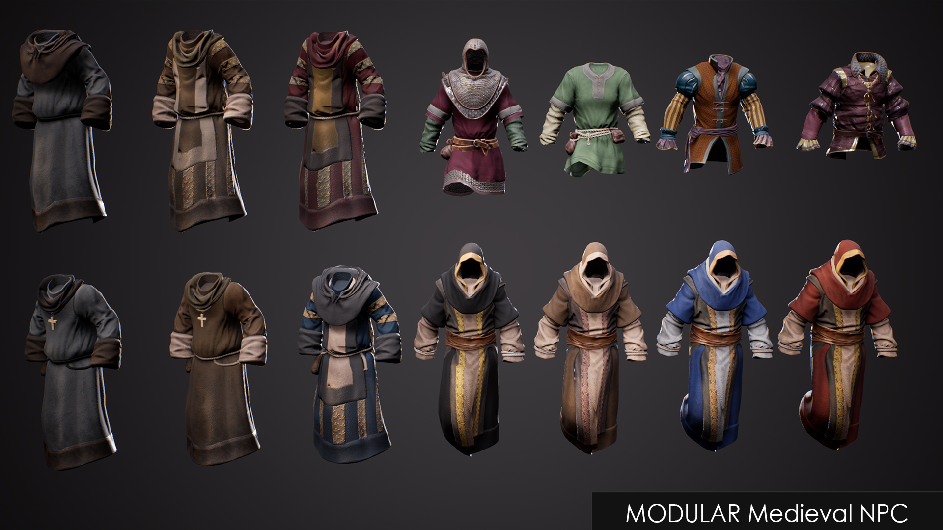 Modular Medieval NPC 虚幻4 UE4 高质量 模块化 中世纪 NPC 角色插图2