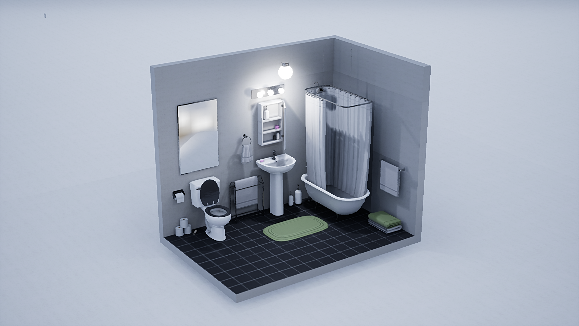 浴室 厕所 环境 场景 虚幻4 UE4 Bathroom Pack Series 1