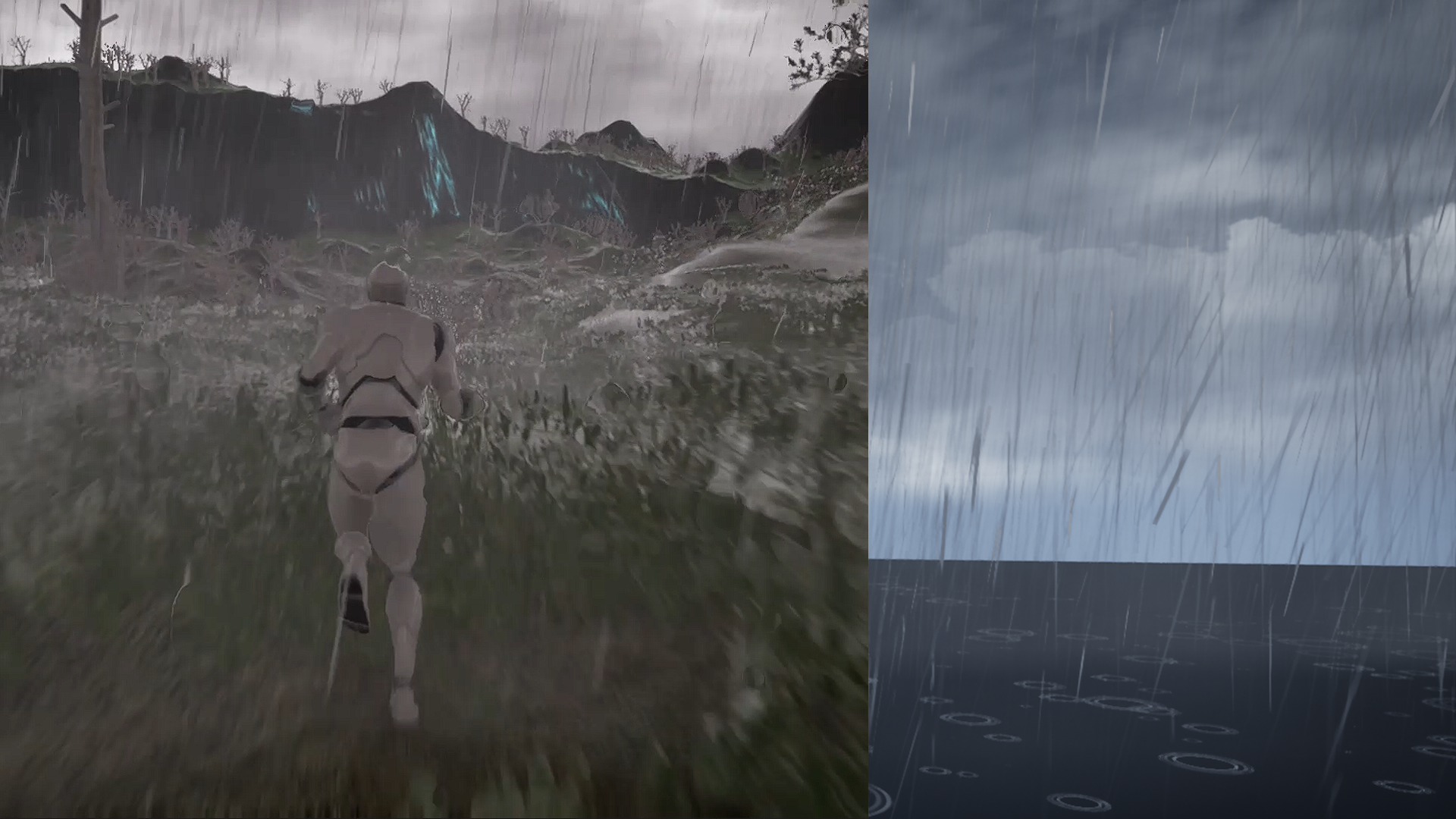 暴雨闪电雨滴天气环境游戏蓝图 虚幻4 ue4 Rain Thunder System插图2