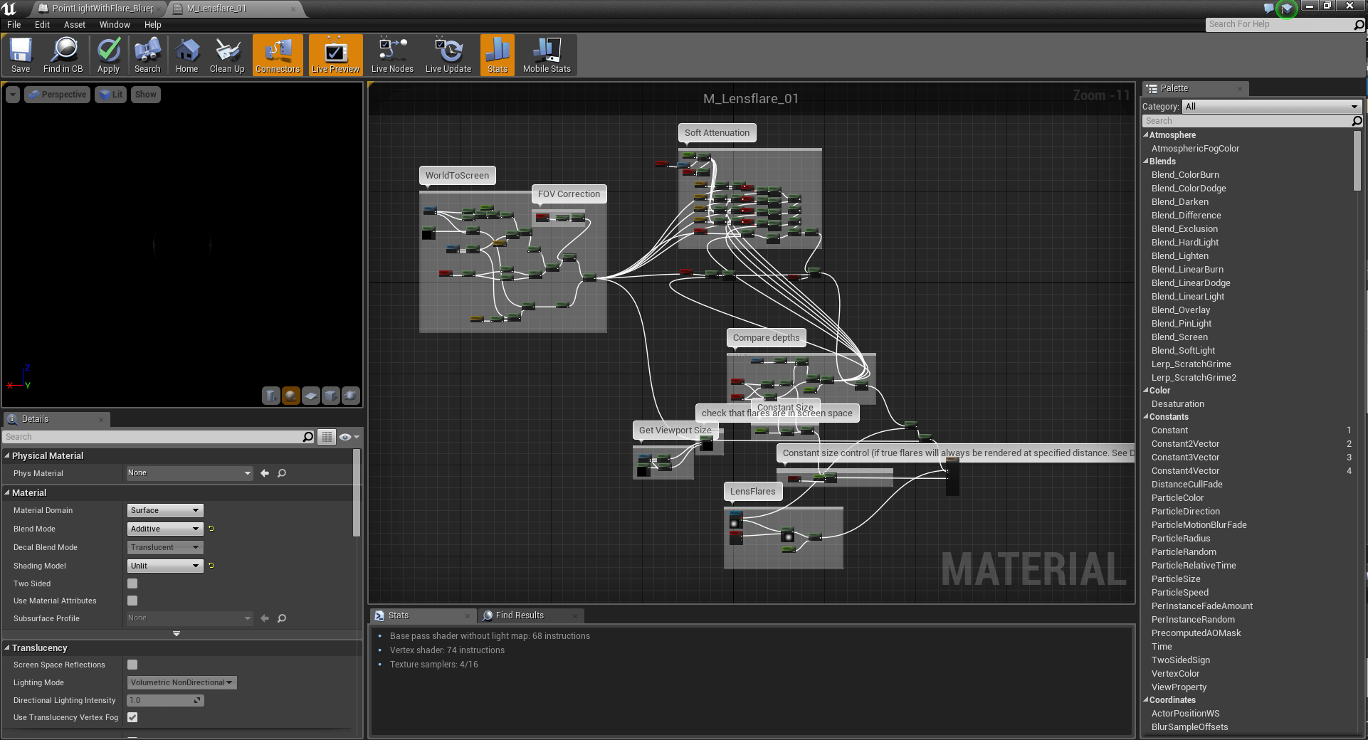 镜头 眩光 材质 特效 虚幻4 UE4 Custom Lens Flares Material插图3