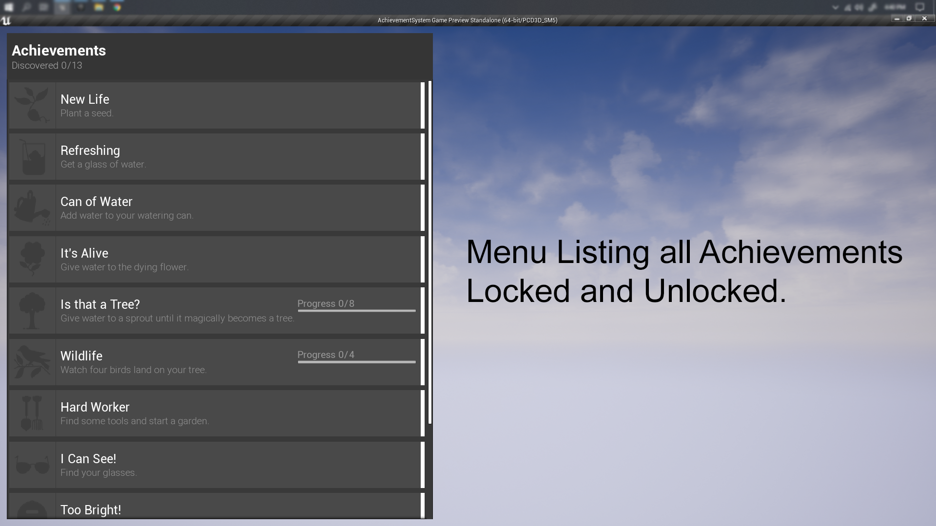 游戏内设置成就解锁系统蓝图 虚幻4 ue4 In Game Achievement插图1