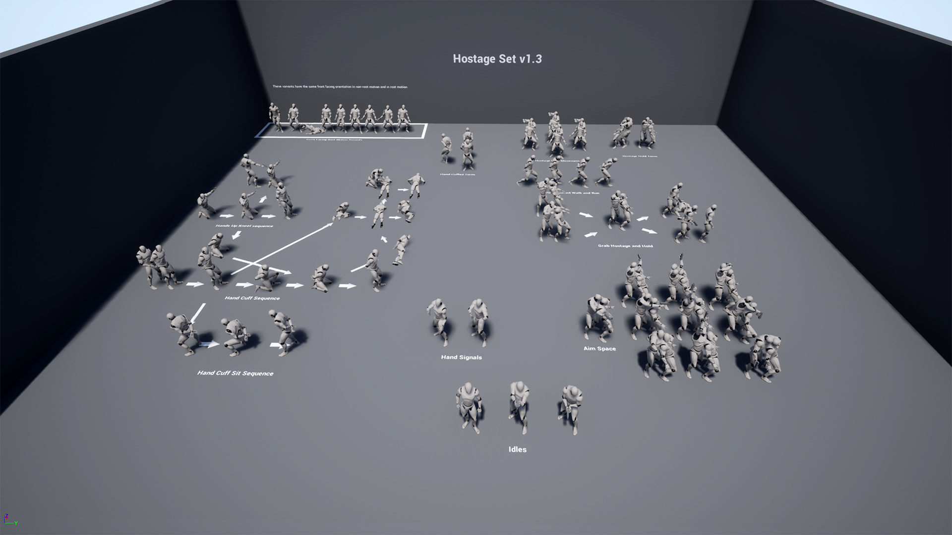 士兵人质俘虏投降捆绑押送处刑动画重定向 虚幻4 ue4 Hostage Set插图8