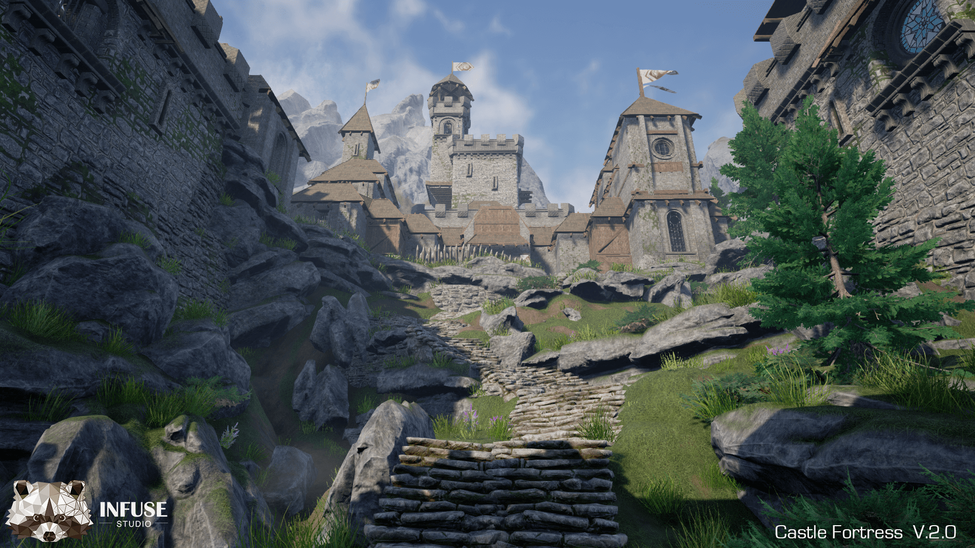 Castle Fortress 虚幻4 UE4 城堡 要塞 游戏引擎 场景 素材包插图2