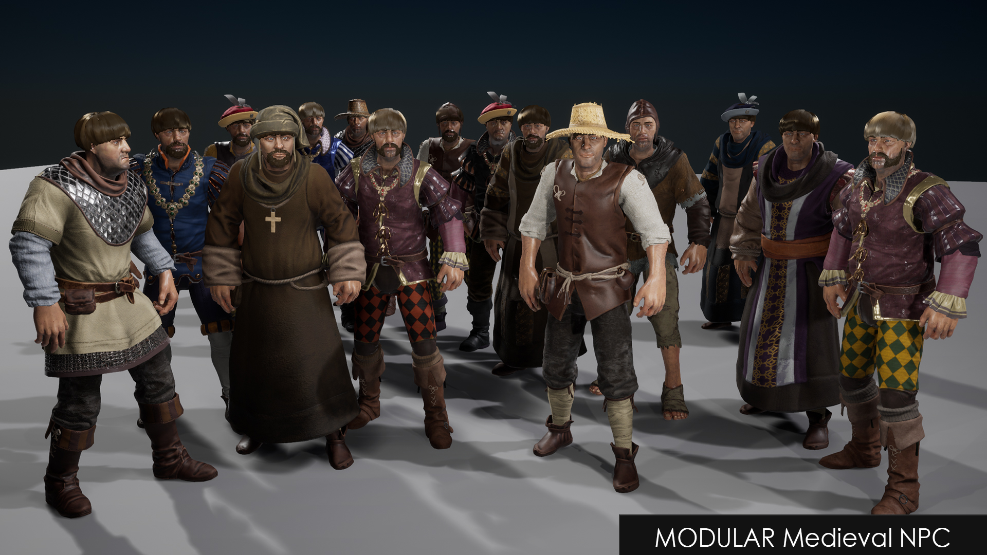 Modular Medieval NPC 虚幻4 UE4 高质量 模块化 中世纪 NPC 角色