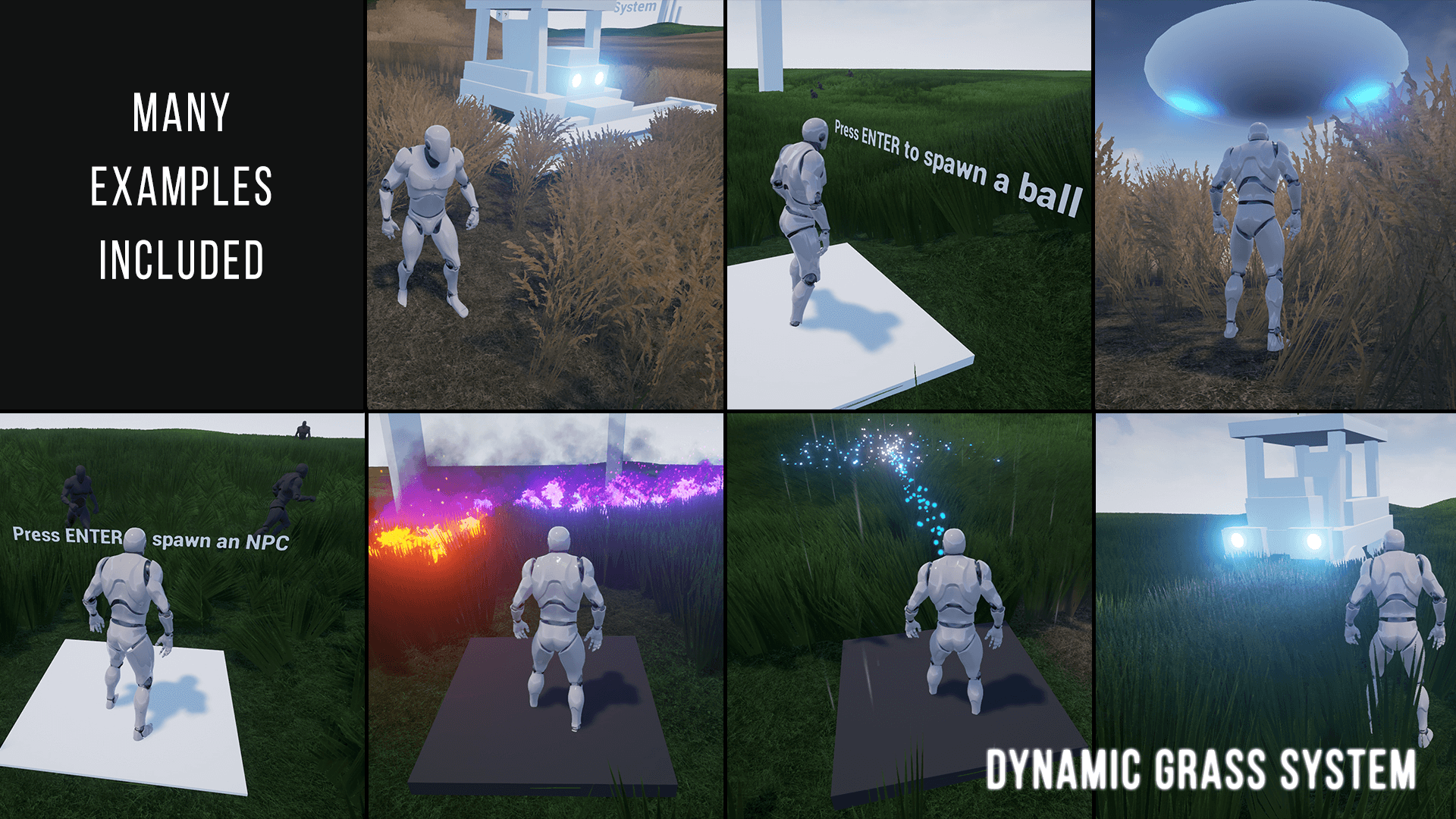 可交互 草地 草丛 系统 蓝图 虚幻4 UE4 Dynamic Grass System插图1