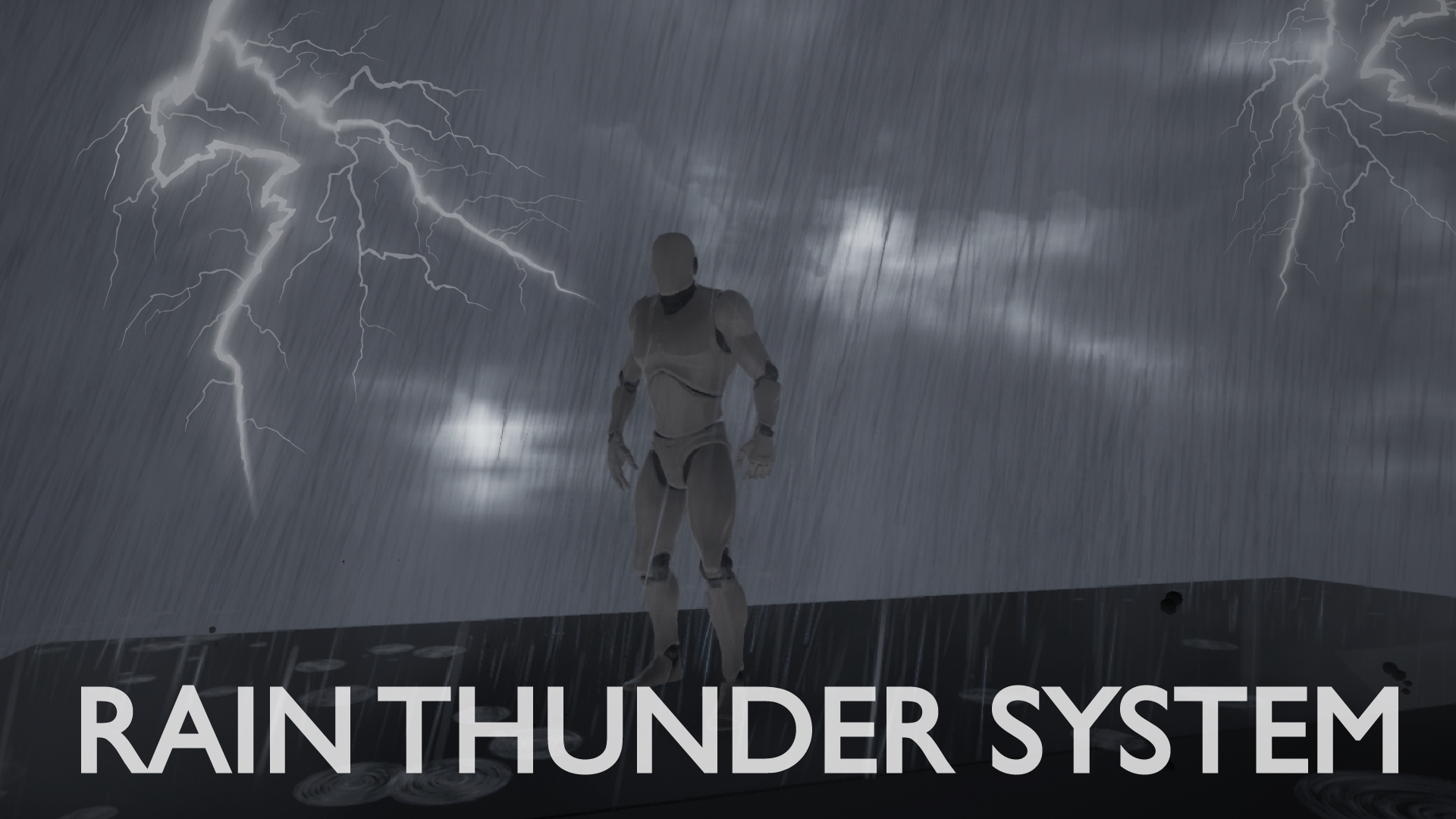 暴雨闪电雨滴天气环境游戏蓝图 虚幻4 ue4 Rain Thunder System插图3