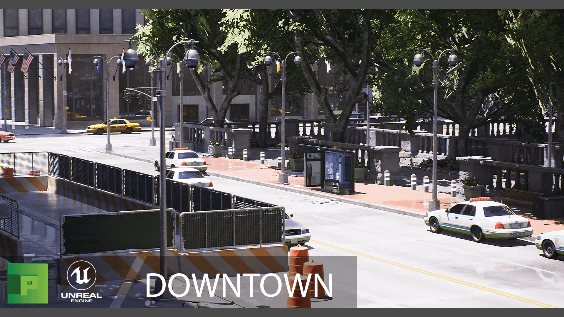 市中心 都市 城市 街道 马路 环境 场景 虚幻4 UE4 DownTown插图1