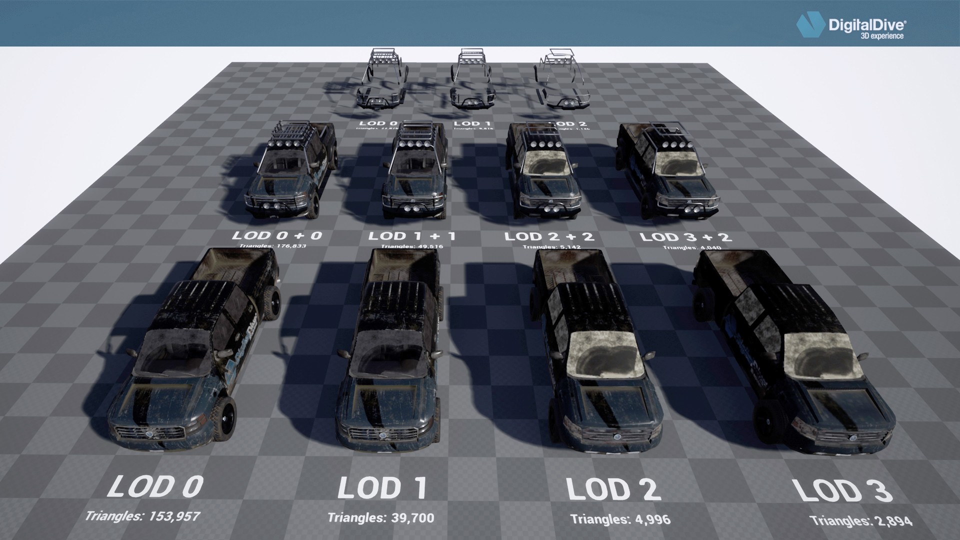 越野卡车驾驶蓝图 虚幻4 ue4 Drivable Cars Pick Up Truck 3D Assets and Blueprints 426插图3