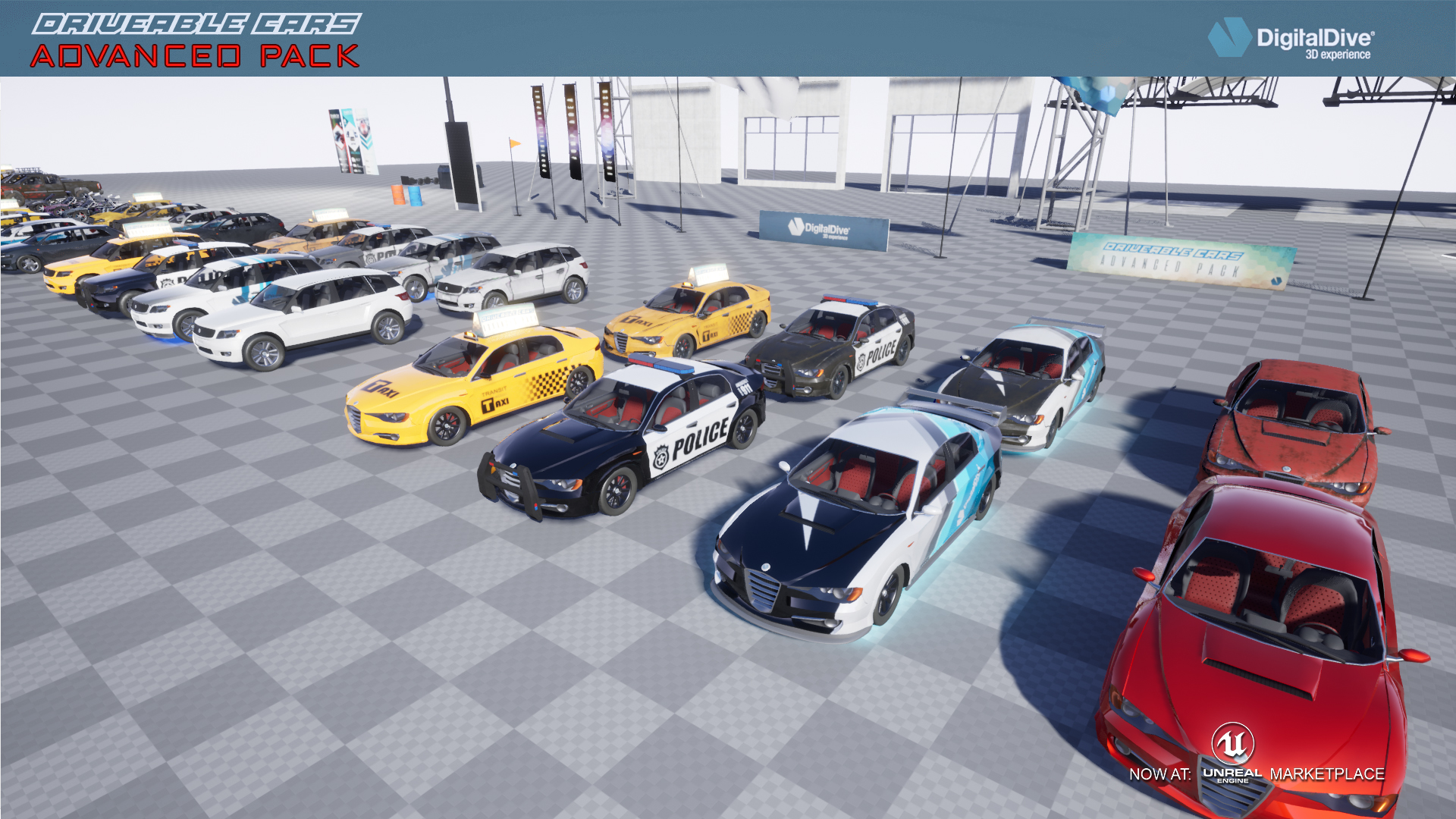 可驾驶车辆损伤游戏蓝图 虚幻4 ue4 Drivable Cars Advanced Multiplayer Pack with damage 426插图1