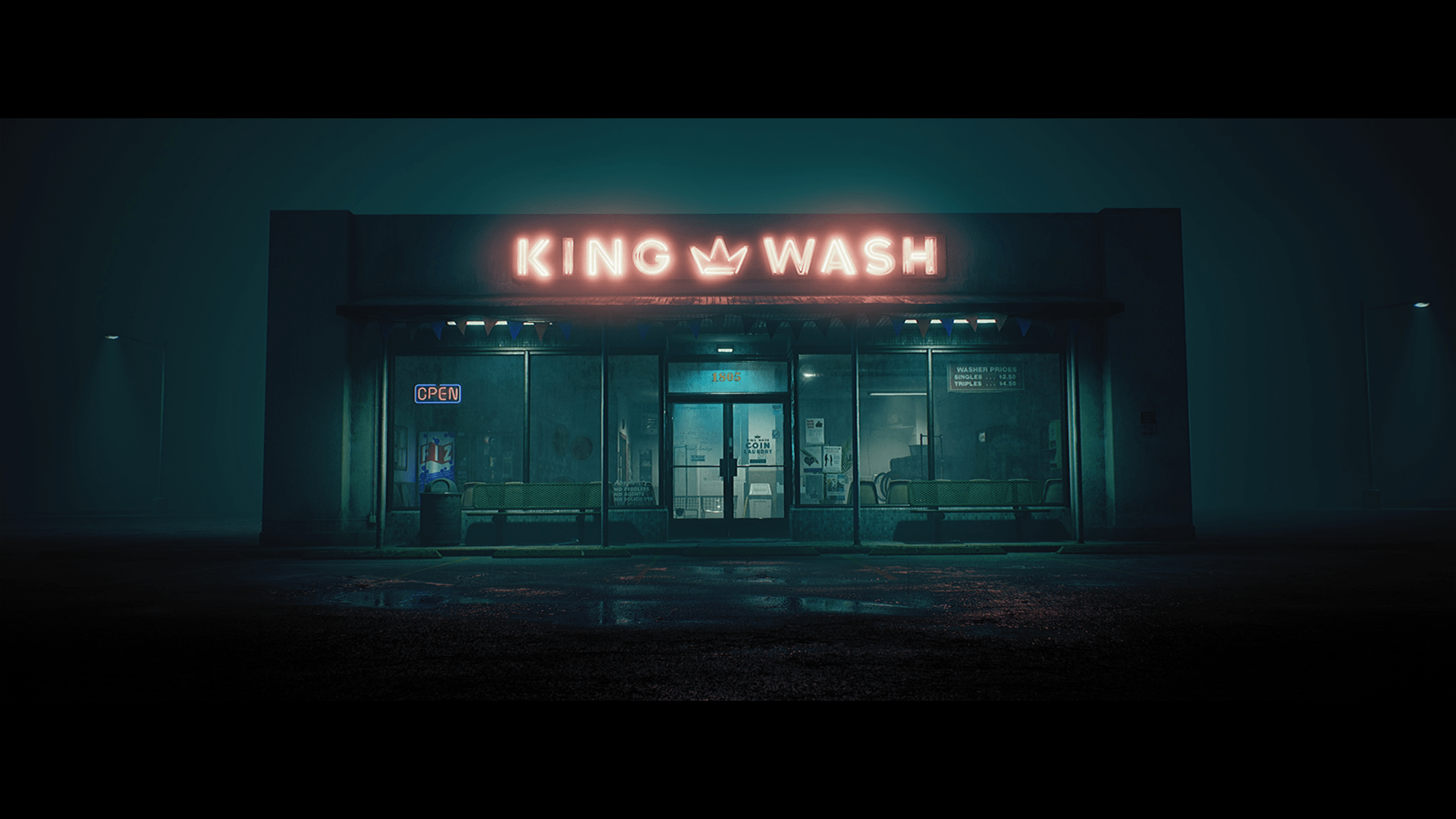 King Wash Laundromat 虚幻4 UE4 洗衣店 夜景 场景插图1