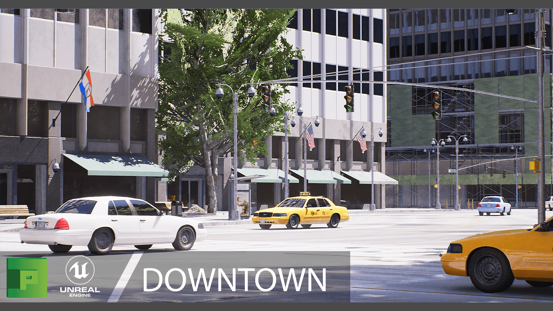 市中心 都市 城市 街道 马路 环境 场景 虚幻4 UE4 DownTown插图2