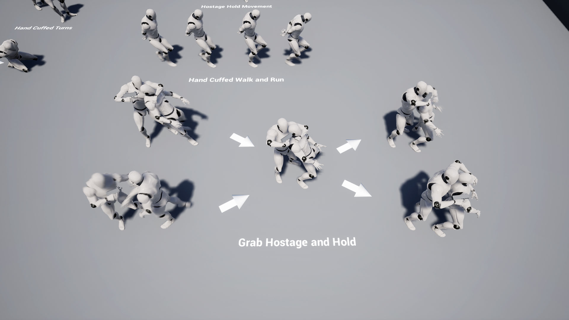 士兵人质俘虏投降捆绑押送处刑动画重定向 虚幻4 ue4 Hostage Set插图2