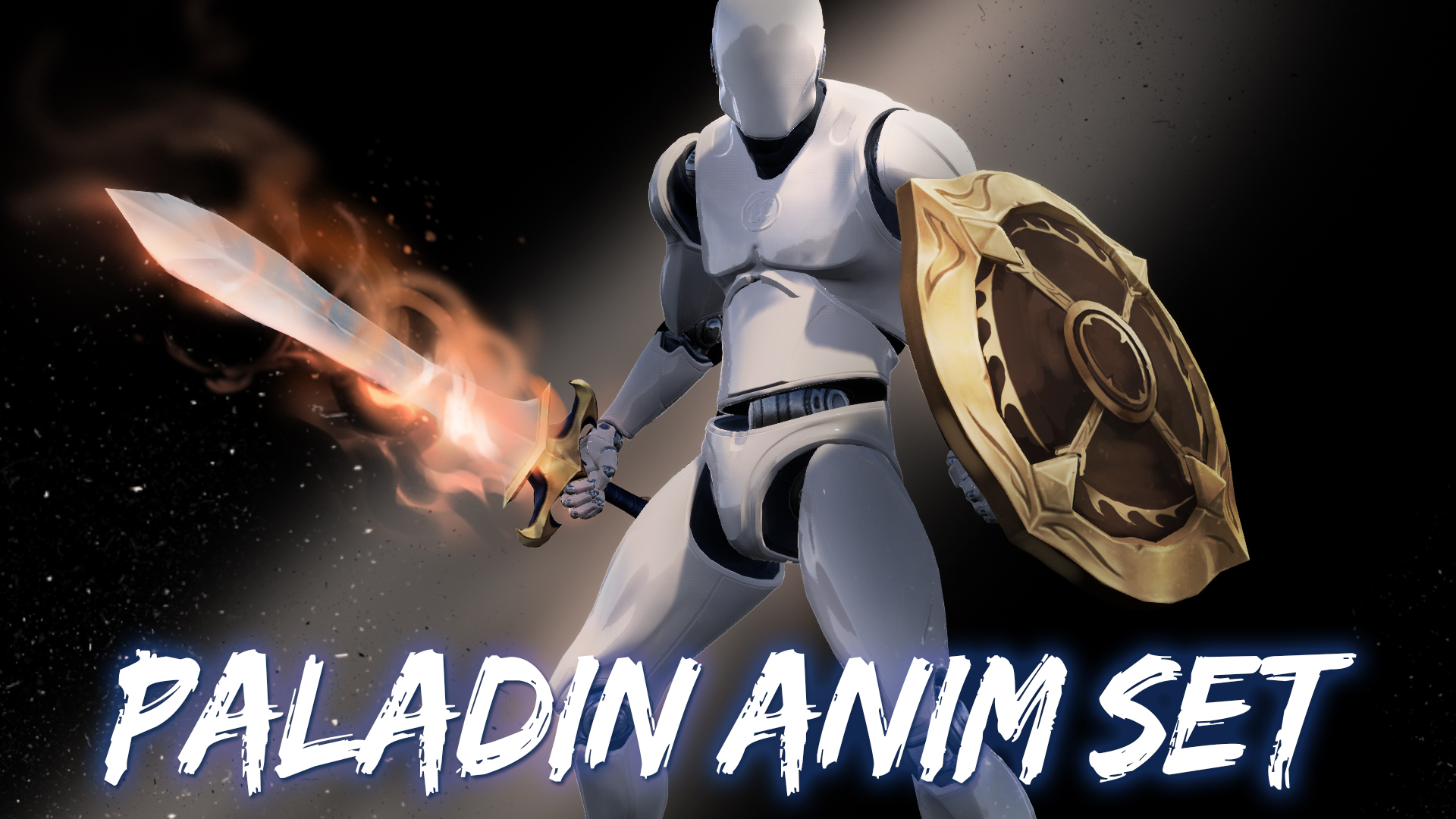 剑盾骑士士兵攻击防御动画重定向 虚幻4 ue4 Paladin Anim Set